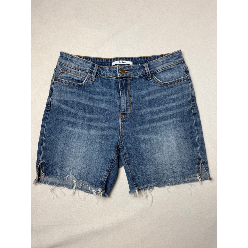 Sam Edelman The Derby Bermuda Shorts Blue Denim Frayed Hem Size 29